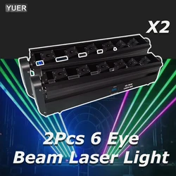 2 sztuk/partia opakowanie na walizkę 6 oczu Laser z lekką wiązką tłuszczu RGB 6 x500mw DMX sterowanie ruchomą głowicą laserową imprezowa scena Disco