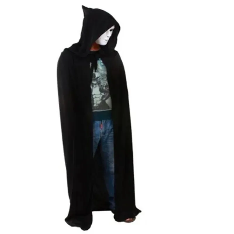 

Fashion Hooded Cloak Vampire Wicca Robe Medieval Witchcraft Cape Cosplay Halloween Costumes Dress Black