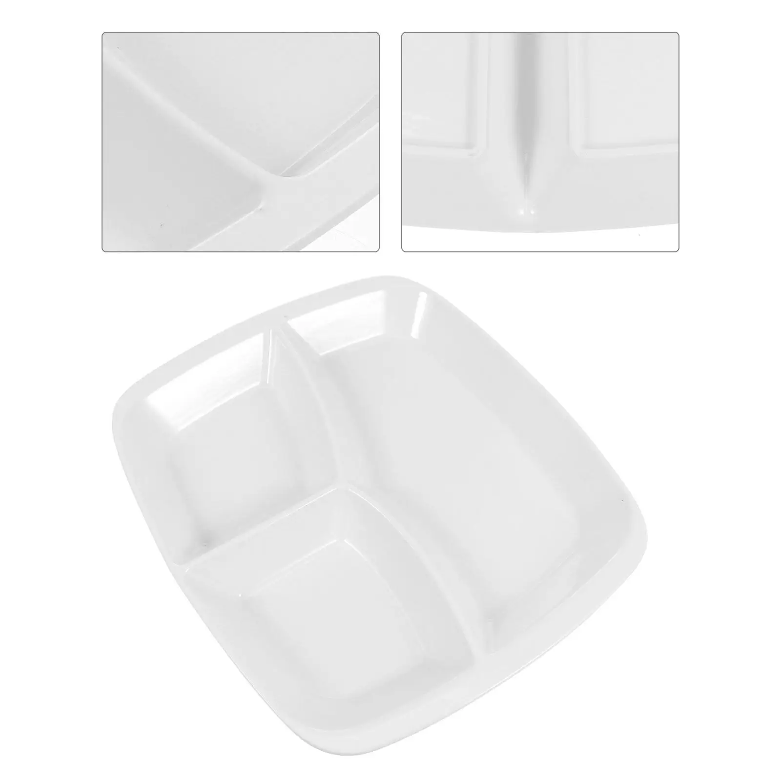 1Pcs Ceramic Square Breakfast Plate Three-Grid Divider Dish Food-Safe Quantitative Serving Tray for Home Restaurant Hotel Use