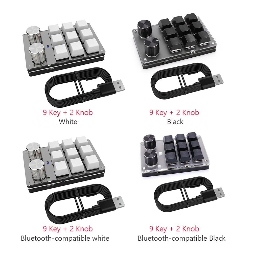 لوحة مفاتيح ألعاب فوتوشوب 9 مفتاح 2 مقبض متوافقة مع بلوتوث لاسلكي/USB نسخ لصق زر صغير مفاتيح حمراء لأجهزة الكمبيوتر المحمول ماك بوك