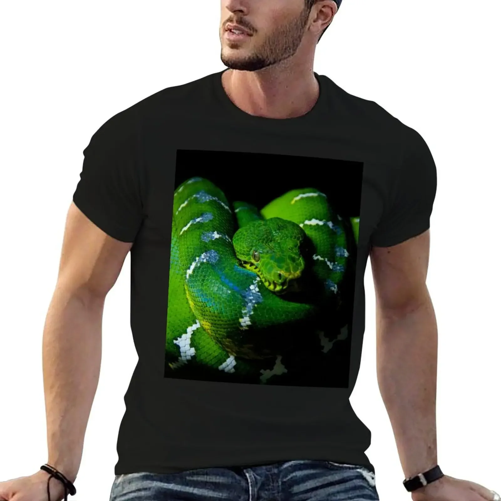 Emerald Tree Boa T-Shirt Blouse oversizeds funny t shirts for men