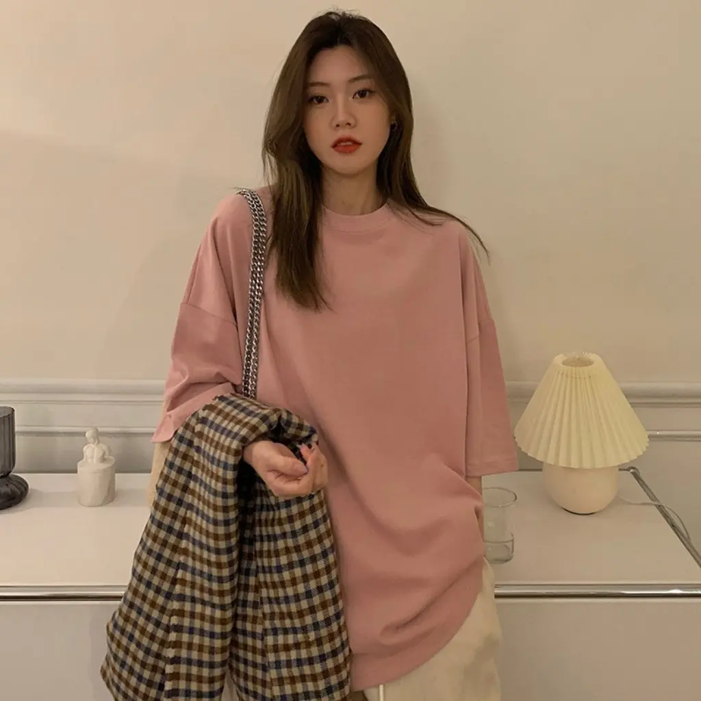 

Summer New Korean-style Loose Short-sleeved T-shirt Female Student Fashionable round Neck Top with Letter Print