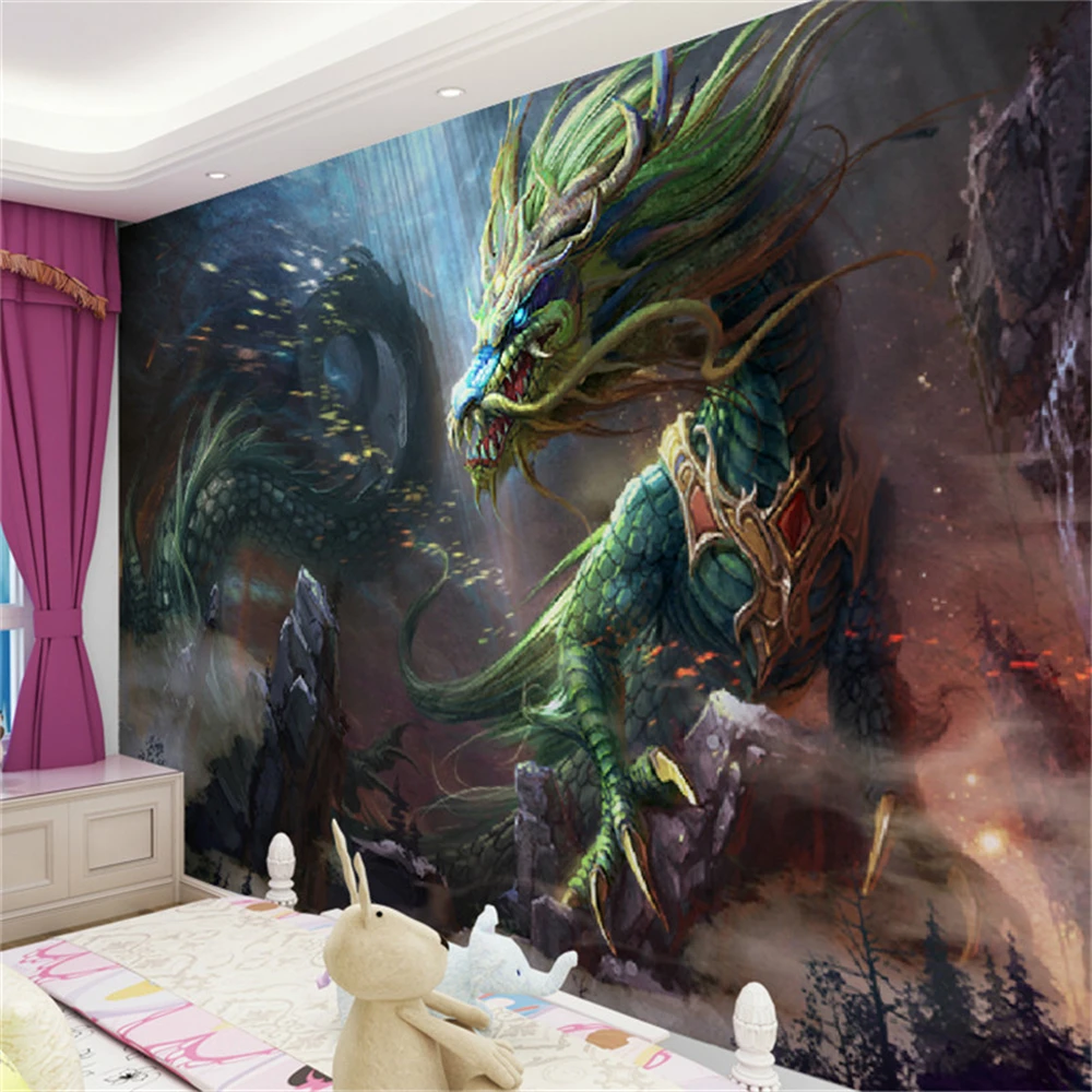 Custom Phoenix Wallpaper Ancient Script Kill Bar TV Background Flying Dragon Wallpaper Mural Stickers 3D Cinema Game Hotel Decor