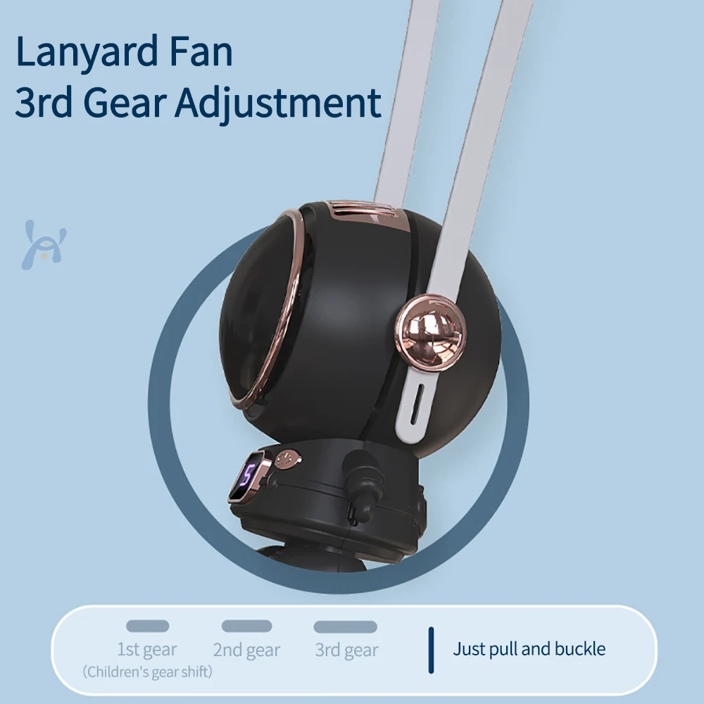 NEW Portable Small USB Rechargeable Astronaut Hanging Neck Fan  Air Cooling Fans Mini Handheld Bladeless Silent Desktop Fan