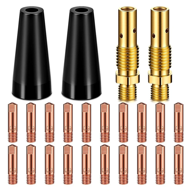 

24 Pcs Flux Core Gasless Nozzle Tips Kit KP1939-1 Flux Core Welder Flux Welder Contact Tips Gasless Nozzle Gas Diffusers