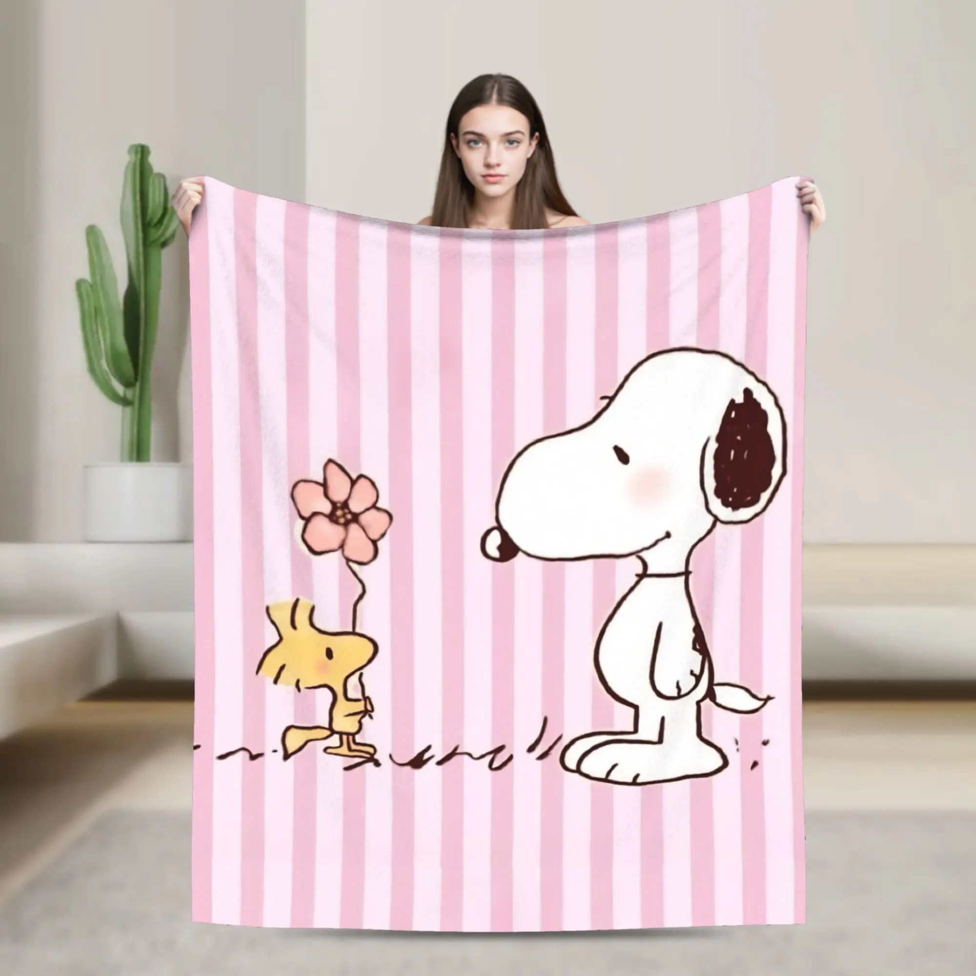 Cartoon Cute S-Snoopys Flannel Blankets  Custom Throw Blanket for Home Hotel Sofa  150*125cm Rug Piece