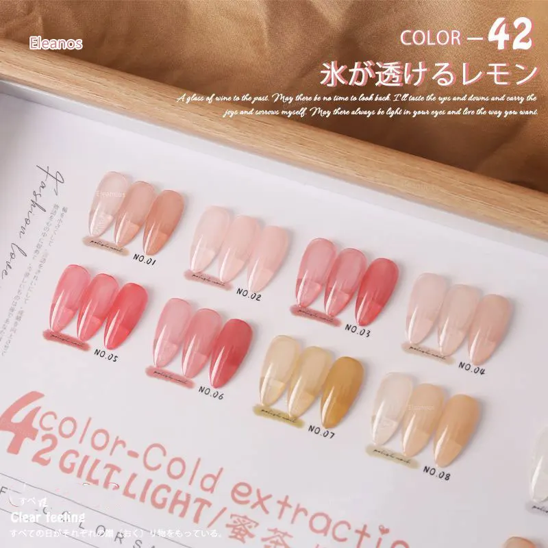 Eleanuos 42pcs Gel Nail Polish Set Clear Jelly Gel With Color Card Soak Off Icy UV Gel Art Nail Varnish Transculent Nail Gel15ml