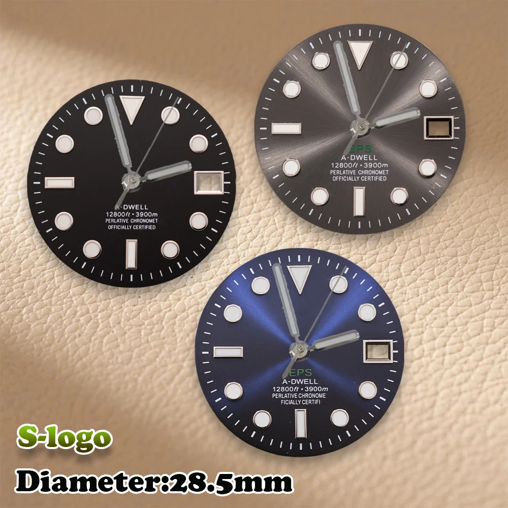 S Logo 28.5mm SUB Gradient Dial NH35/NH36/4R/7S Movements Green Luminous Watches for men Watch Modification Accessories