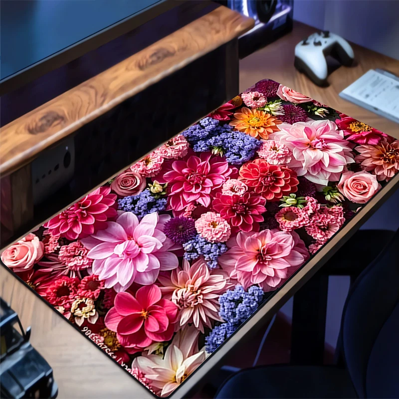 Mouse pad Flower graphic art professional eSports game players Speed Lock Edge Rubber Game Desk big Mousepad Keyboard Mat