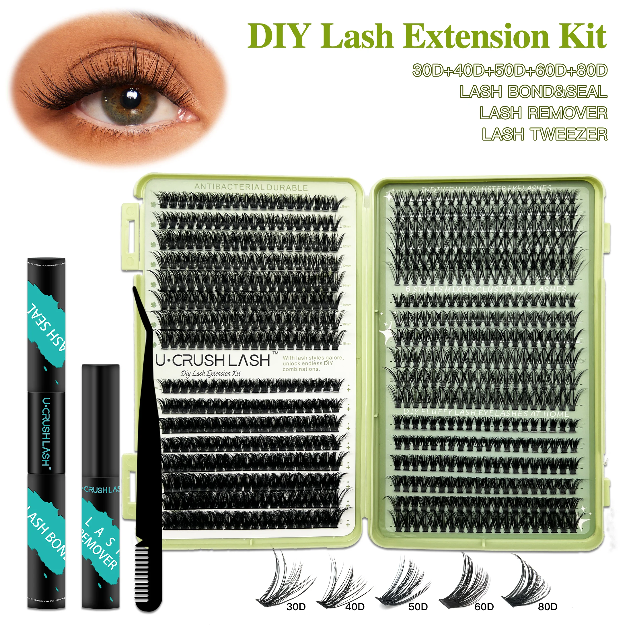 

560 Clusters DIY false eyelashes Set 30D40D50D6080D Large Capacity Cluster Eyelash Book With Glue Remover Twezeer at home makeup