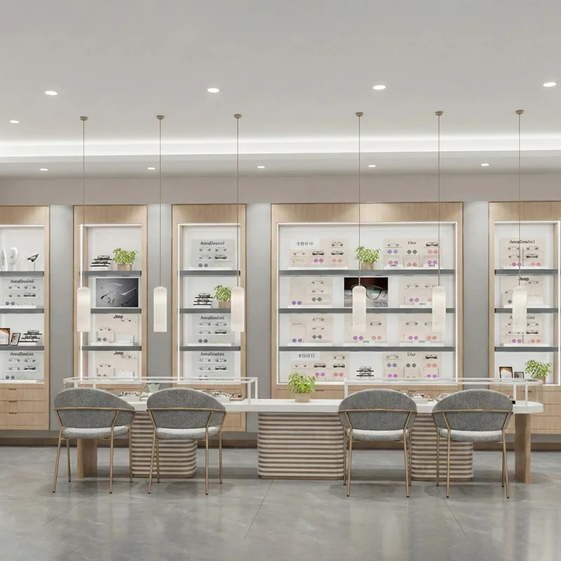 

Customize.Store Design Custom Modern Eyewear Display Showcase Display Cabinet Optical Shop Glass Drawer Cabinet