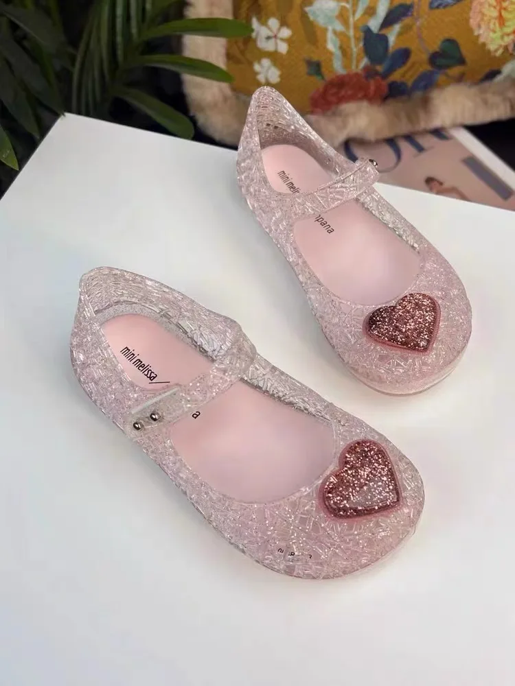 Mini Melissa Girls Princess Shoes Seashell Children's Sandals Closed Toe Crystal Shoes Summer Kids Breathable Jelly Sandals