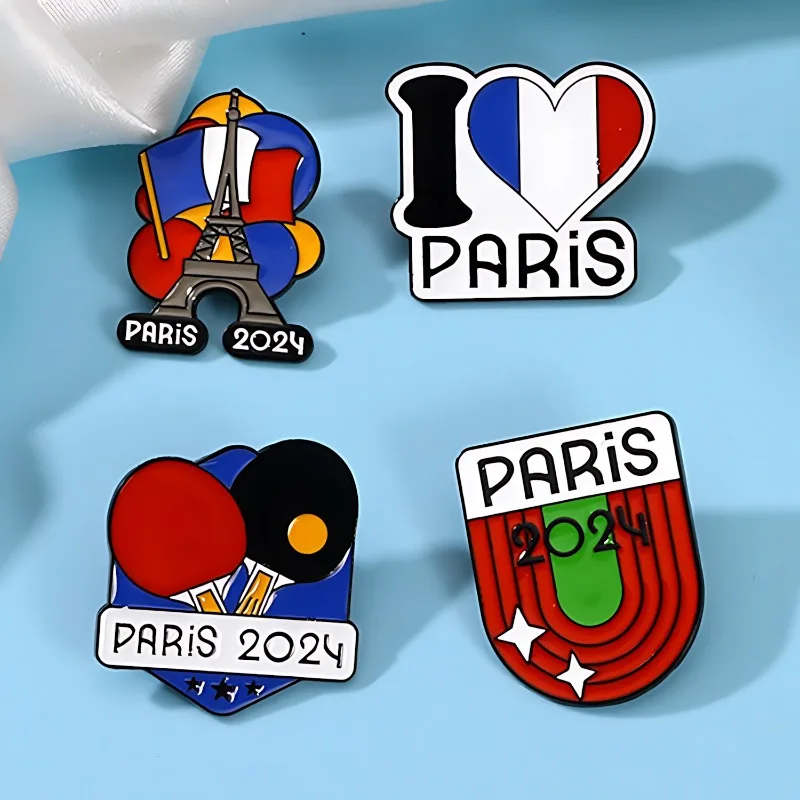 Fashion New Style Colorful Personalized Eiffel Tower Table Tennis Racket Brooch Sports Series Alloy Badge Versatile Decoration