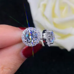 1 Carat Certified Moissanite Stud Earrings For Women Platinum Plating Sterling Silver Diamonds Ear Studs Wedding Fine Jewelry