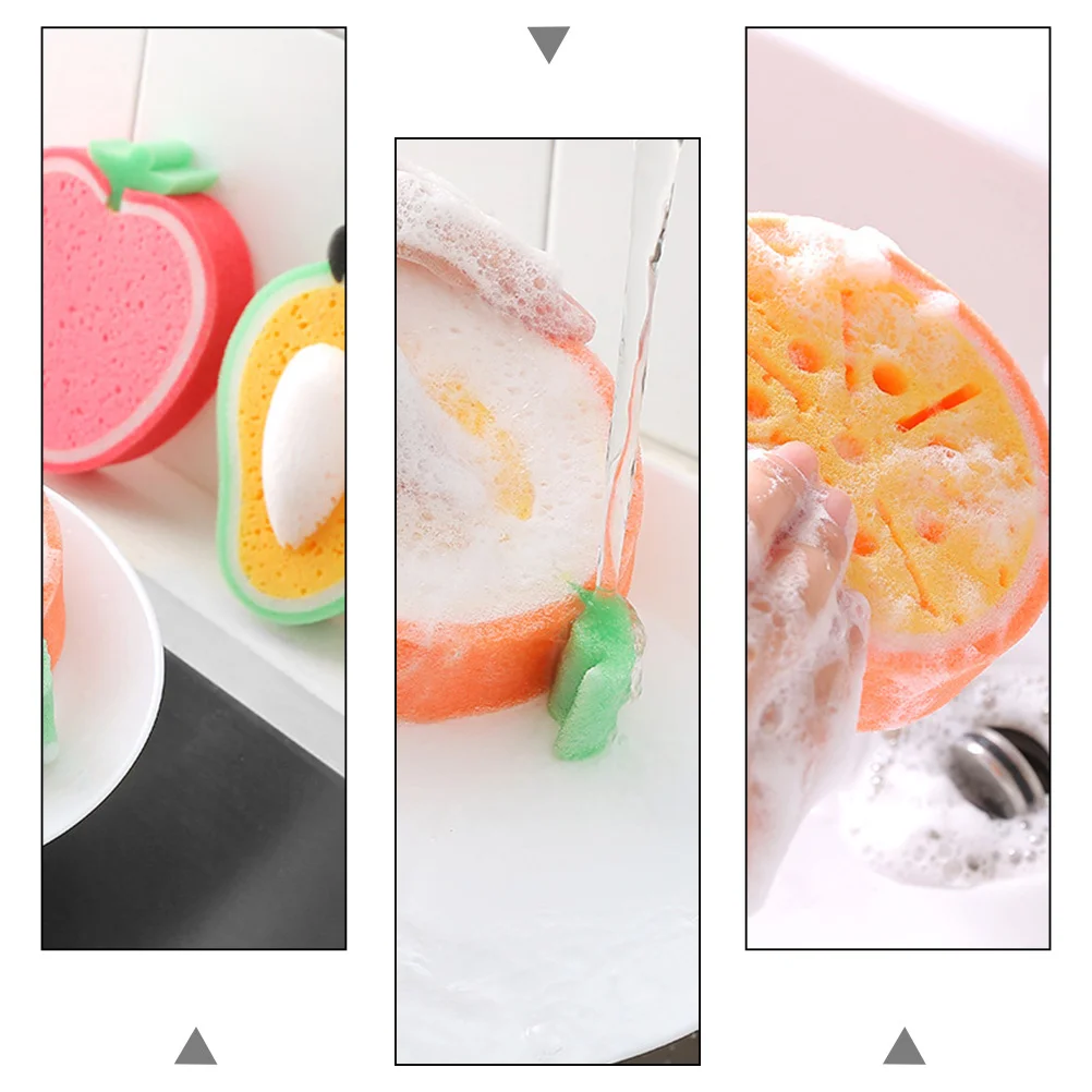 

4Pcs Fruit Shape Thicker Sponge Kitchen Cleaning Sponges Dish Scrubber Nonshrink Odorless High Absorption Oilnonstick