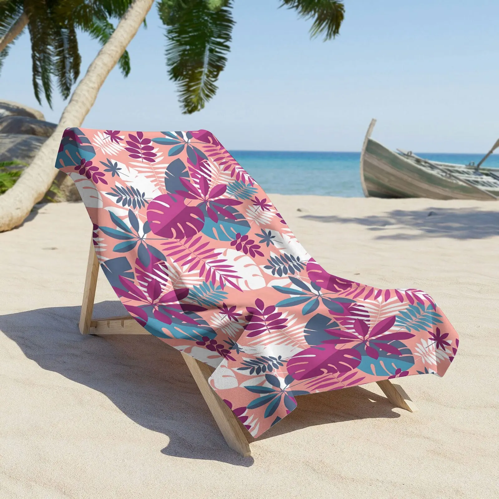 

1pc Bohemian Beach Towel - Polyester Fabric, Machine Washable, Cartoon Coconut Tree Print, Perfect for Christmas and Summer