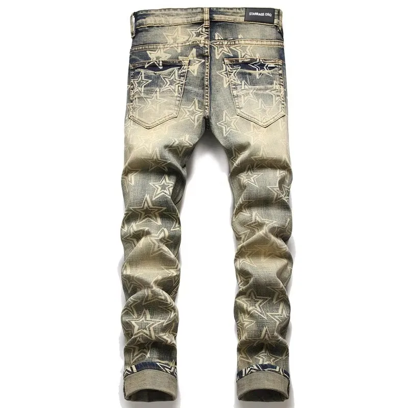 starbags dsq 3094 Men's Vintage Blue Jeans Ripped Trend Stretch Slim-fit Men's pant