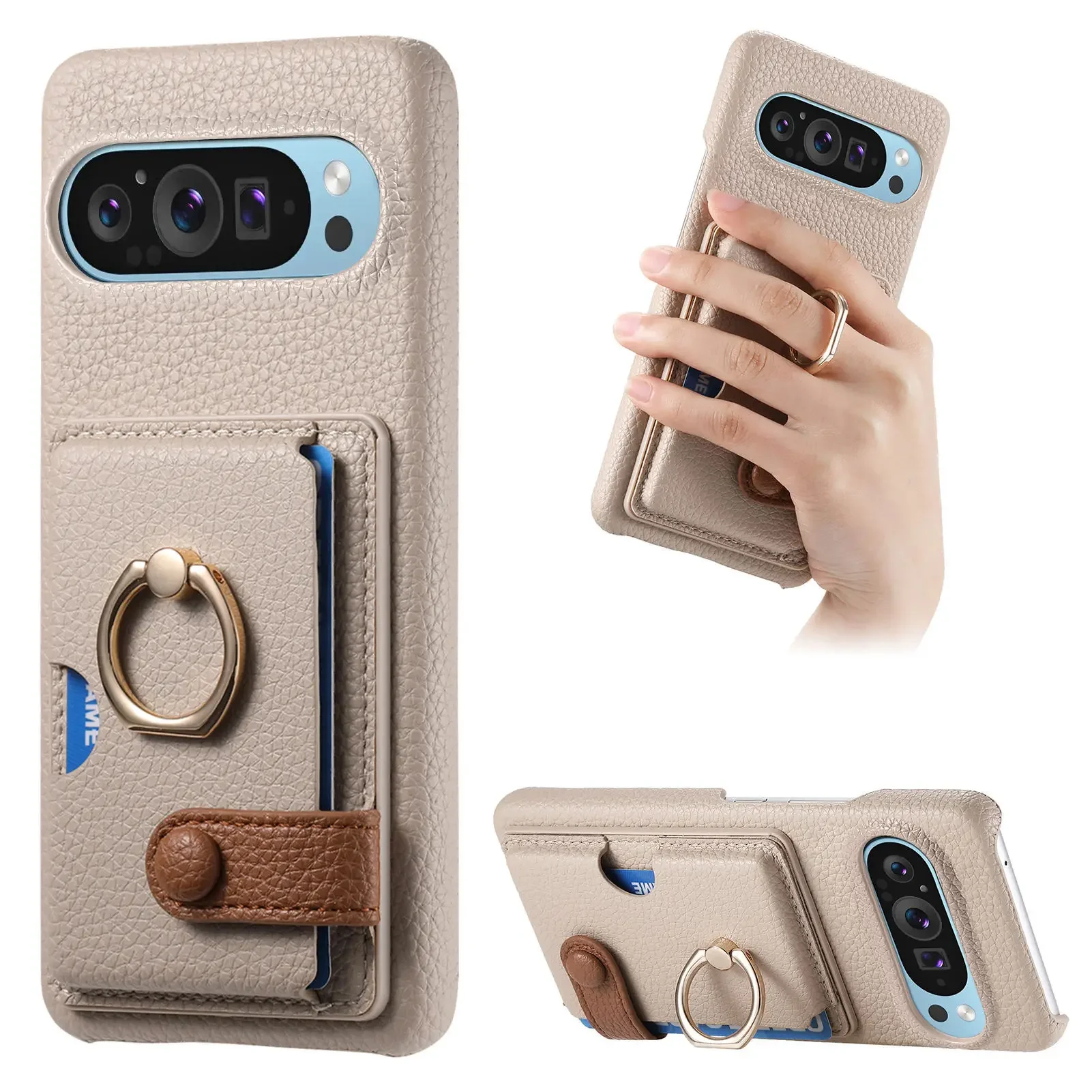 Ring-Leder-Handyhülle für Google Pixel 8 8A 8Pro 9 9Pro 9ProXL 10 10Pro Pro XL Pixel9 Pixel10 Wallet Card Slots Holder Cover