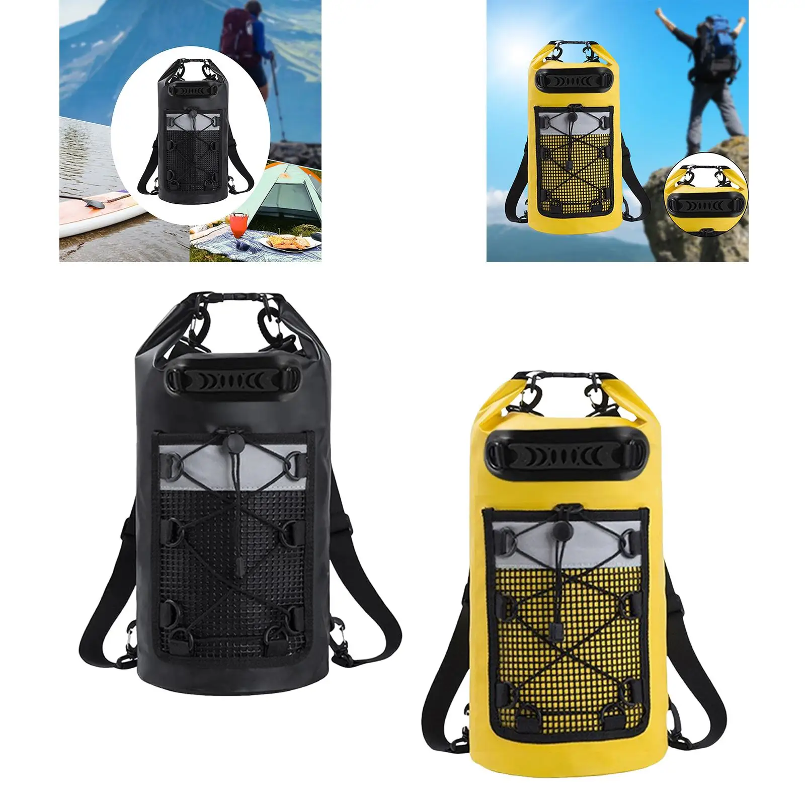 

Dry Bag Lightweight Keeps Gear Dry with Handle Sturdy Mesh Pocket IPX6 Waterproof for Hiking Kayaking Men/Women Swimming Camping