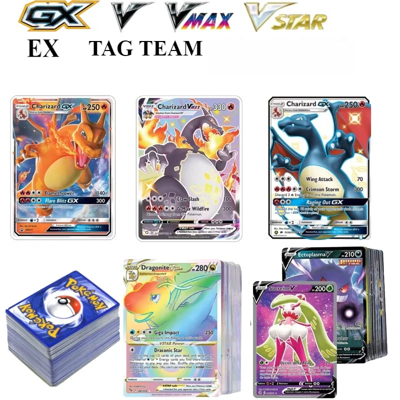

New Pokémon Game Card DIY PTCG Collection Cards Pikachu Rayquaza Gengar Zekrom GX V VMAX VSTAR Classic Game Anime Card Gift Toy