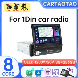 Rádio do carro CarPlay Player multimídia, navegação GPS, tela retrátil IPS, 1 din, Android 12, áudio universal, vídeo, 5G, Wi-Fi, BT 10 principais vendas multimidia retratil - №8