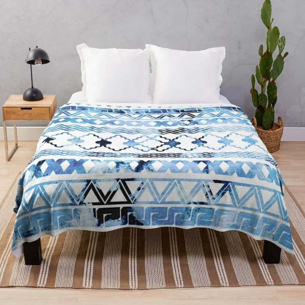 

Watercolor creative black blush blue geometrical aztec Throw Blanket Blankets Sofas Of Decoration Luxury Brand Large Blankets