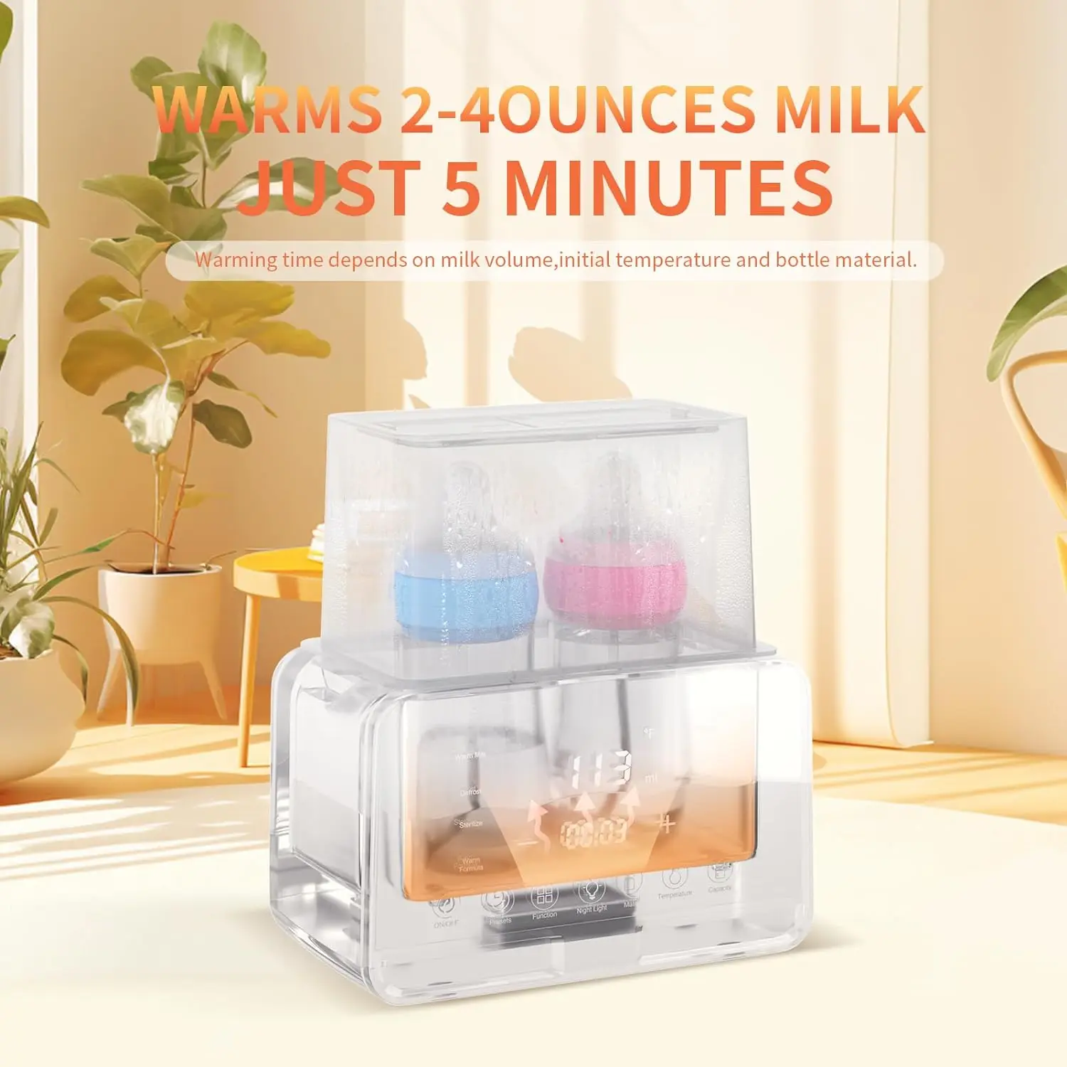 Dual Bottle Intelligent Constant Temperature Baby Milk Warmer Touch Screen 2-in-1 Milk Warmer Bottle Sterilizer