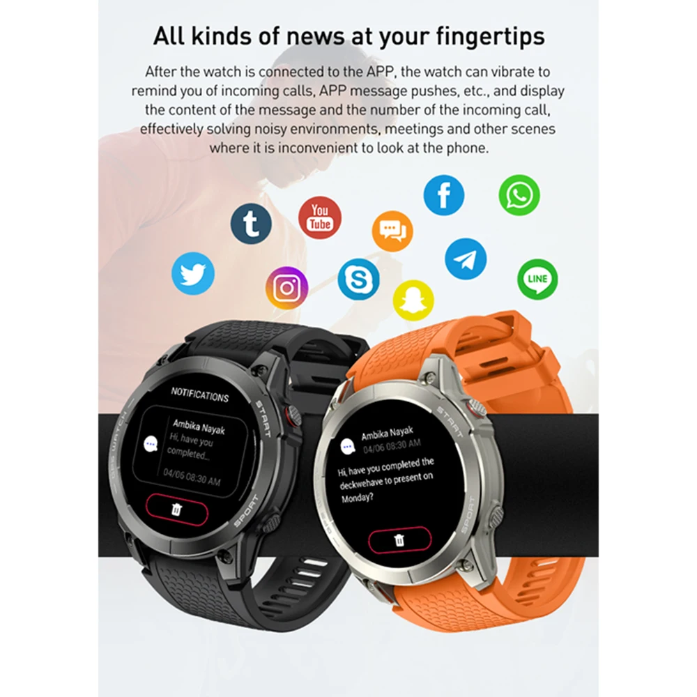 IUTECH S53 Smart Watch Men 1.43 Inch Touch Bluetooth Connect Call Electronic Watches GPS Waterproof Sports Fitness Smartwatch