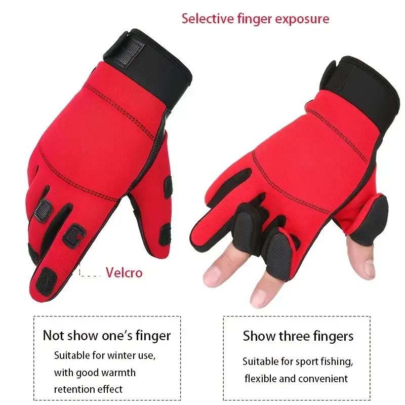 Guantes de pesca para hombre, guantes antideslizantes impermeables térmicos de lana para accesorios de pesca al aire libre