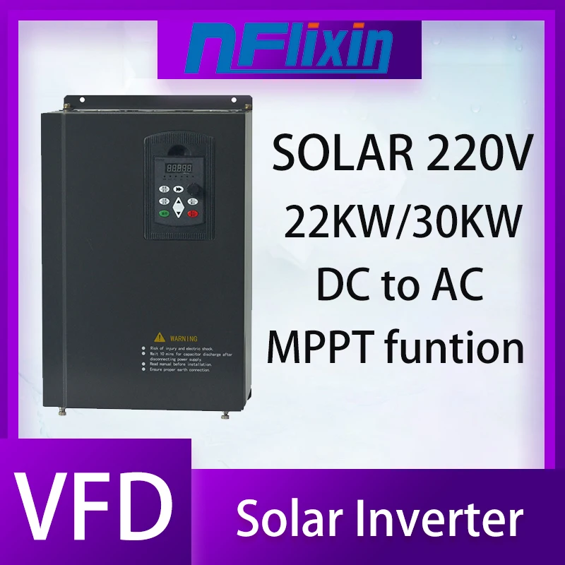 Frequency Inverter 11KW-55KW AC 220V Single Phase Speed Controller Photovoltaic Solar Pump VFD