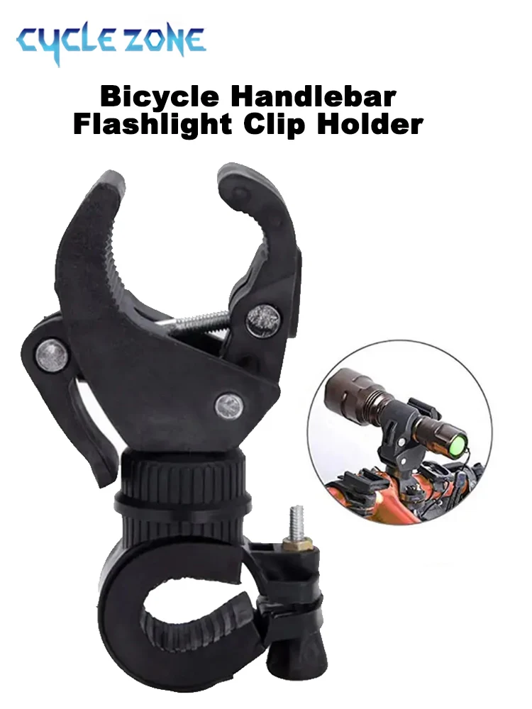 AliExpress 360 Degree Rotating Bicycle Handlebar Flashlight Clip Holder LED Torch Mount Clamp Grip Bracket for Motorcycle MTB Road Bike