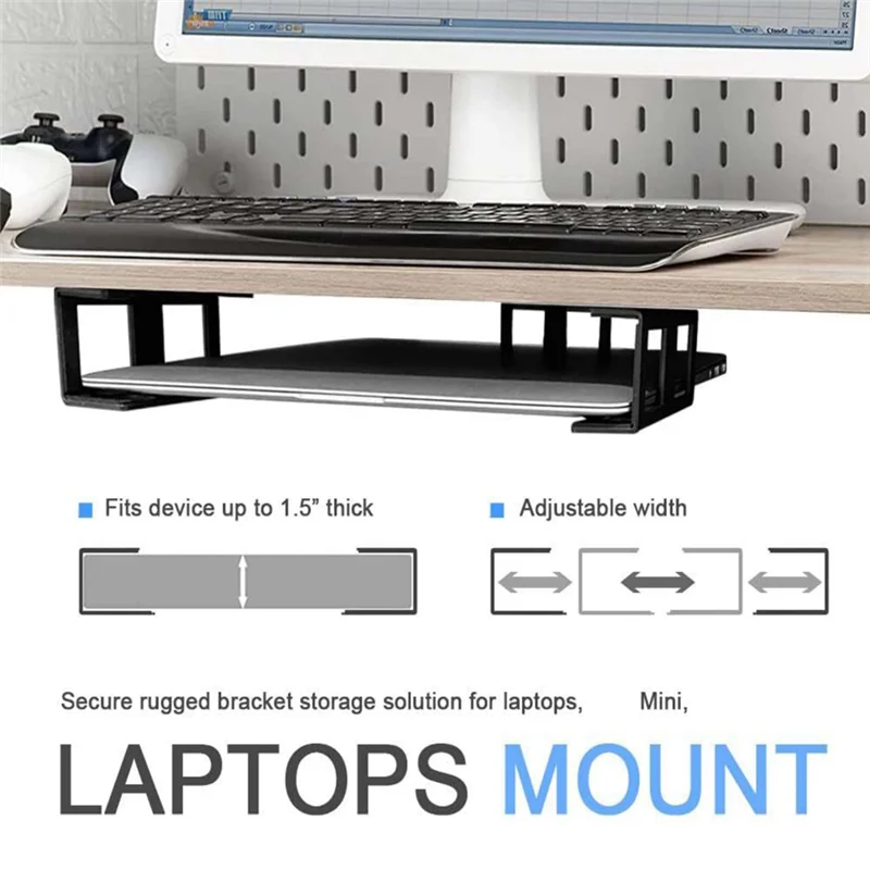 Under Desk Laptop Mount Sturdy With Screw Metal Notebook Space Saving Under Table Notebook Organizer Support-B51B