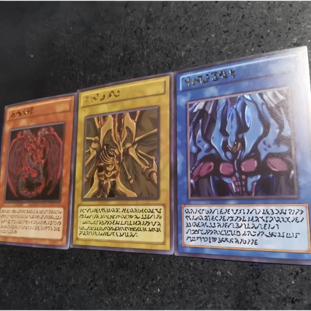 Fai da te Yu-Gi-Oh! Animali Sacri Opere d'arte originali 3 pezzi/set Quattro tipi di flash Anime Periferico Gioco Collezione di carte Regalo di festa