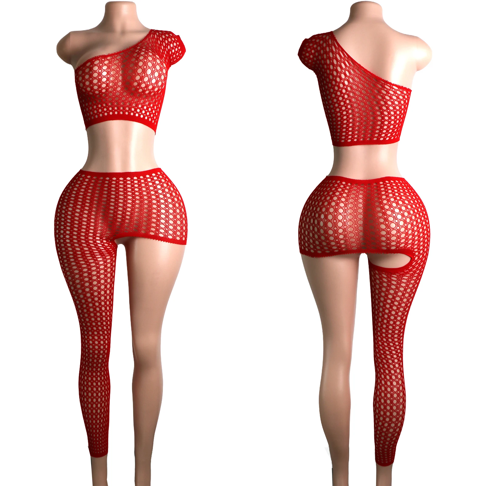 

Экзотический сценический костюм-боди из двух частей с асимметричными брюками, сексуальное нижнее белье, клубная одежда, костюм стриптизерши, дизайнерская одежда из сетки