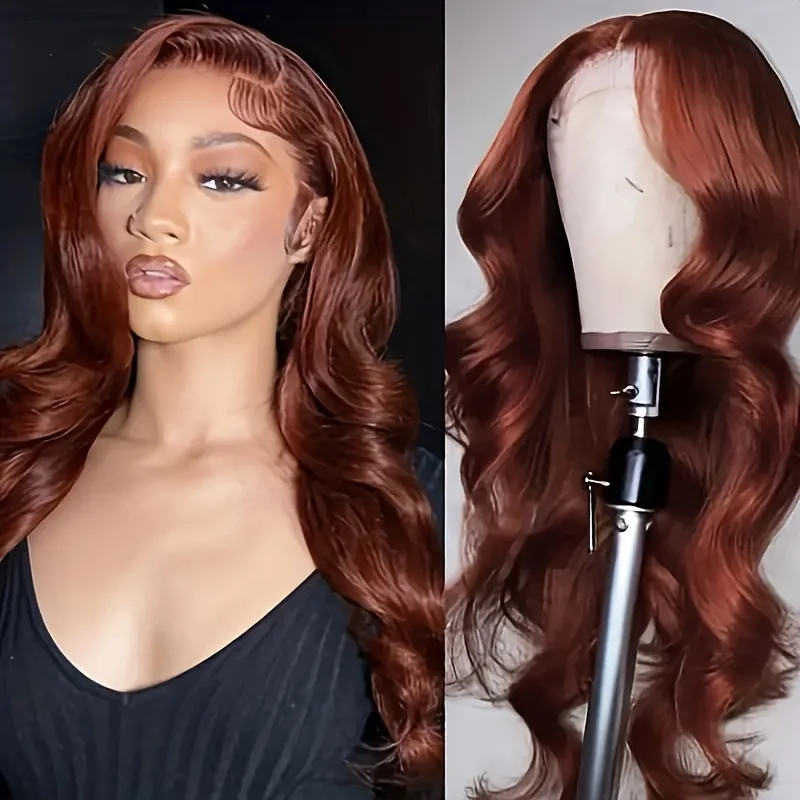 

200 Density 5x5 Reddish Brown Body Wave Closure Wig Brazilian Virgin Hair For Women HD Transparent Pre plucked Lace glueless wig