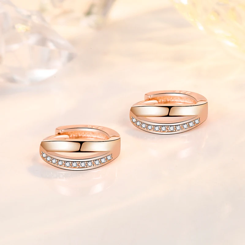 เงินแท้ 925 แฟชั่นเครื่องประดับคริสตัลZircon Hoopต่างหูผู้หญิงใหม่XY0112