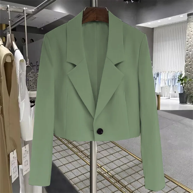 Hoo 2024 Damen Herbst neue Mode cremeweiß ultra kurz ein Knopf lässig All-Match Blazer