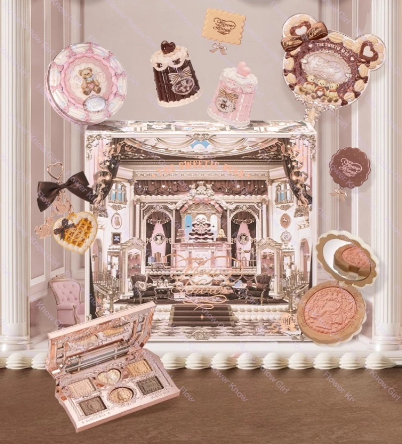 

Flower Knows The Sweetie Bear Series Makeup Set All-In One Full Professional Lip Glaze Blush Eye Shadow Concealer Gift Box