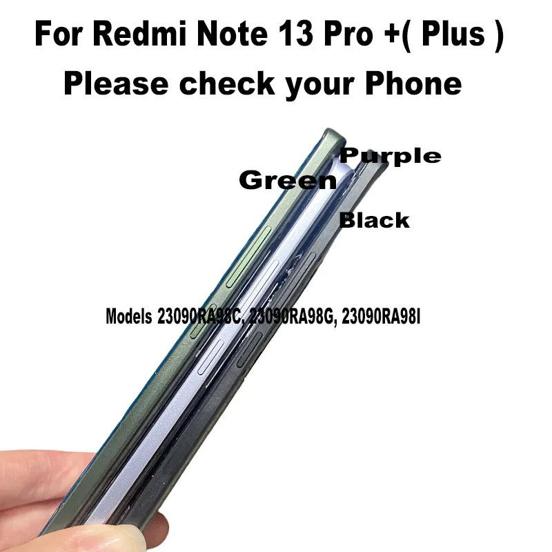 For Xiaomi Redmi Note 13 Pro + Plus 5G Middle Frame Front Bezel Cover Chassis Housing Back Plate LCD Holder Replacement