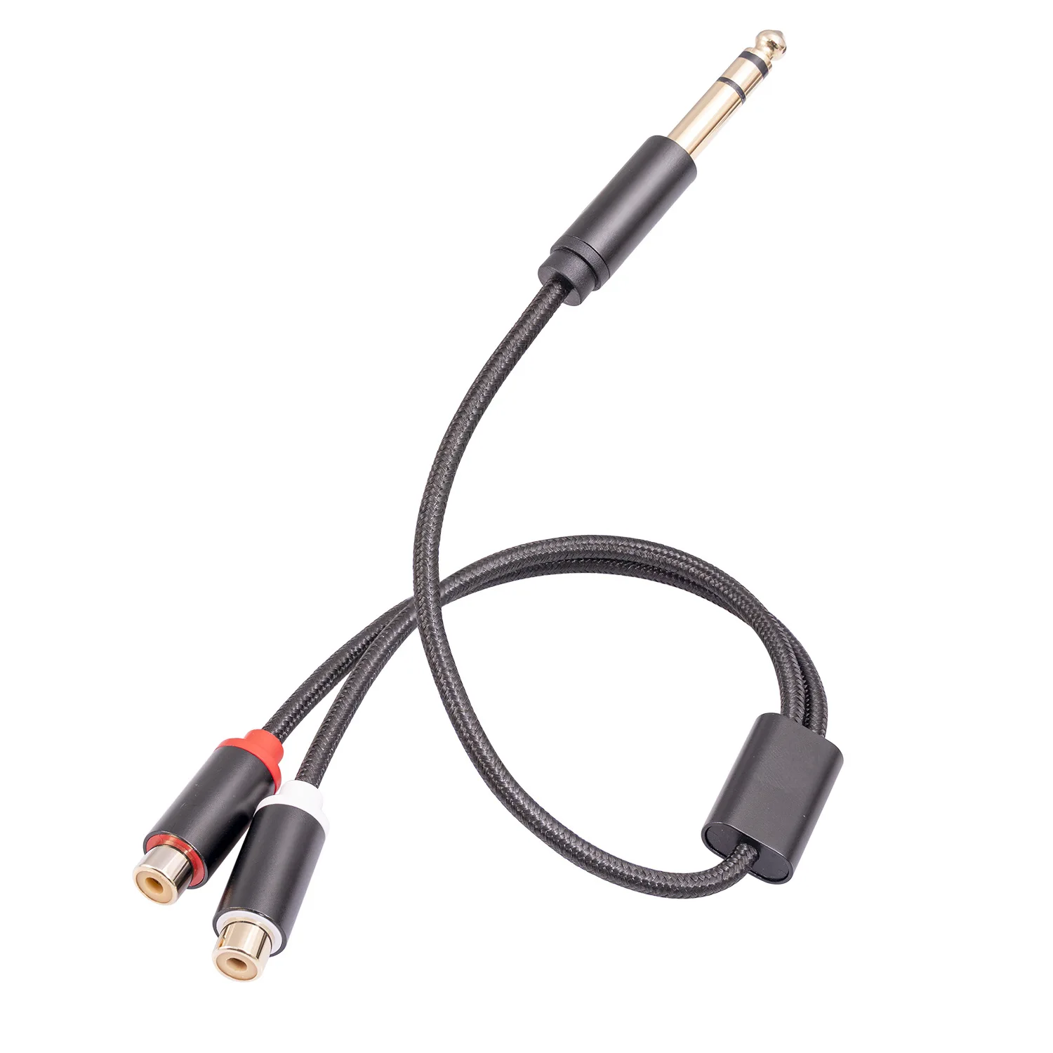 6.35 Male to double RCA female forked audio cable 0.3m power amplifier microphone audio adapter cable