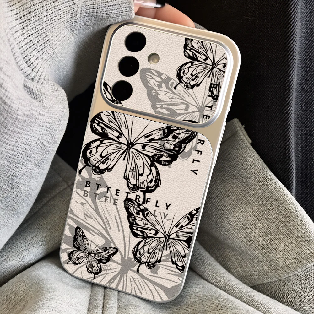 Retro Schmetterling Handyhülle für Samsung A57 A16 A56 5G A27 A17 A37 A55 A54 A07 A36 Galaxy S26 S25 S24 S23 Ultra FE Lederhülle