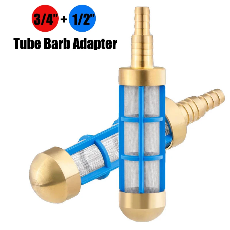 1/2'' 3/4'' HoseTube Barbed Coupling Connector Water Inlet Pre-Filter For High Pressure Cleaning Machine Brass Adapter 304 Mesh