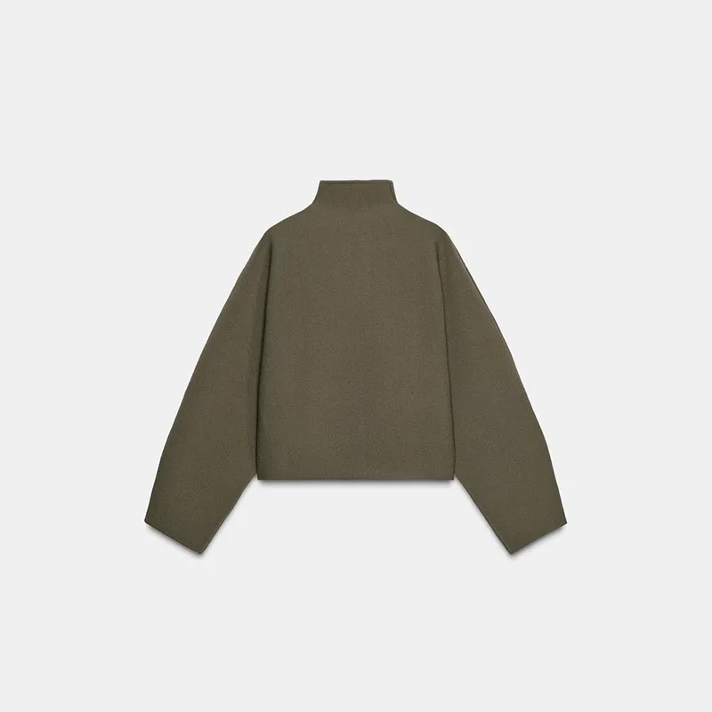 الحد الأدنى سترة فضفاضة سستة محبوك معاطف قصيرة المرأة ملابس خارجية الشارع الخريف موضة عادية تنوعا الأساسية سترة الإناث #6