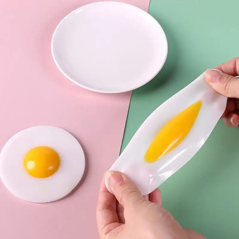 ไข่ยาง TPR เหนียวบีบครัวอาหารของเล่นแกล้งเล่นทำอาหารทอดไข่ไข่เจียวมุขของเล่นสำหรับเด็กบรรเทาความเครียด