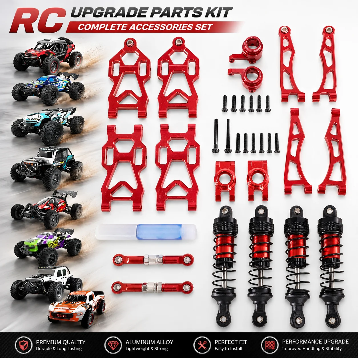 Aluminum Alloy Parts For SCY 16201,16101,02,03 Pro,SG116 Pro,SG116 MAX,Q130 Q170 Etc RC Cars Upgrade Metal Suspension Set