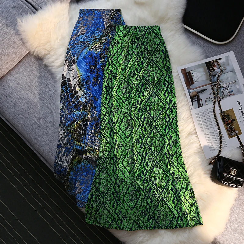 Seilish 2024 Nieuwe Lente Zomer Vintage Fishtail Damesrokken Hoge Taille Bedrukt Zeemeermin Lange A-Line Rokken Dames