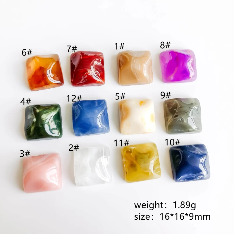 Square Spacer Cabochon Resin Plastic Flat Back Pendant Earring Charms Accessories Jewelry Making Sipplies Diy Craft 10pcs