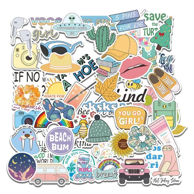 10/30/50 pz cartone animato piccolo colore fresco pianta fiore Graffiti diario Laptop sala studio Scrapbooking adesivi decorativi all'ingrosso