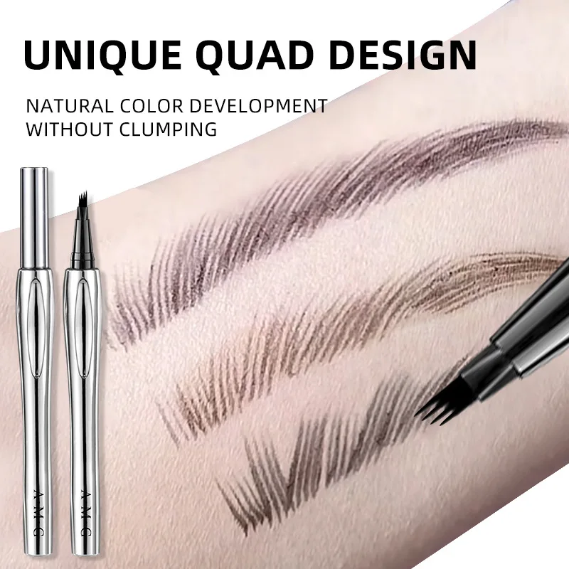 Natural Looking 4 Prong Eyebrow Pencil Waterproof Smudge Proof Hair Like Strokes Voluminous Brows Brown Black