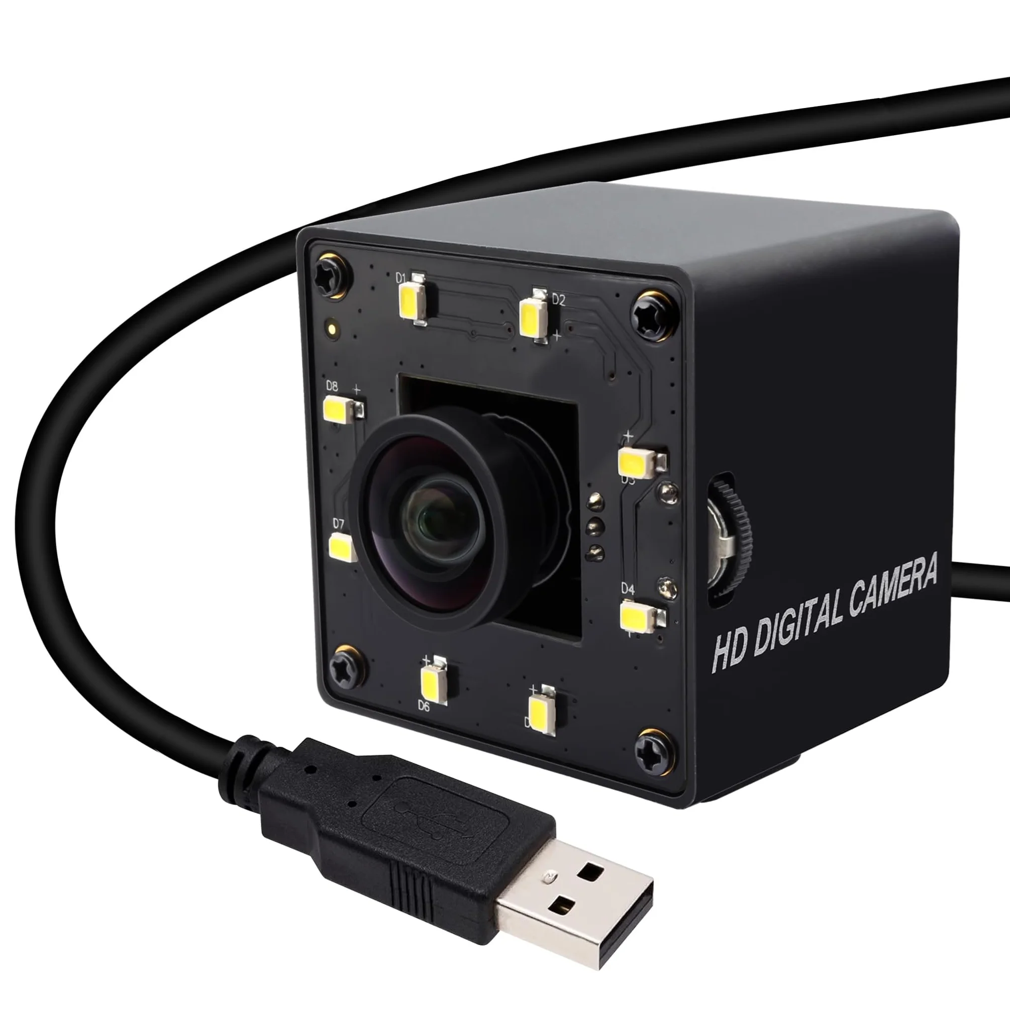 ELP 12MP White LED Night Vision USB Camera 120fps High Speed No Distortion Lens IMX577 4K Webcam Mini Camera for Home Security
